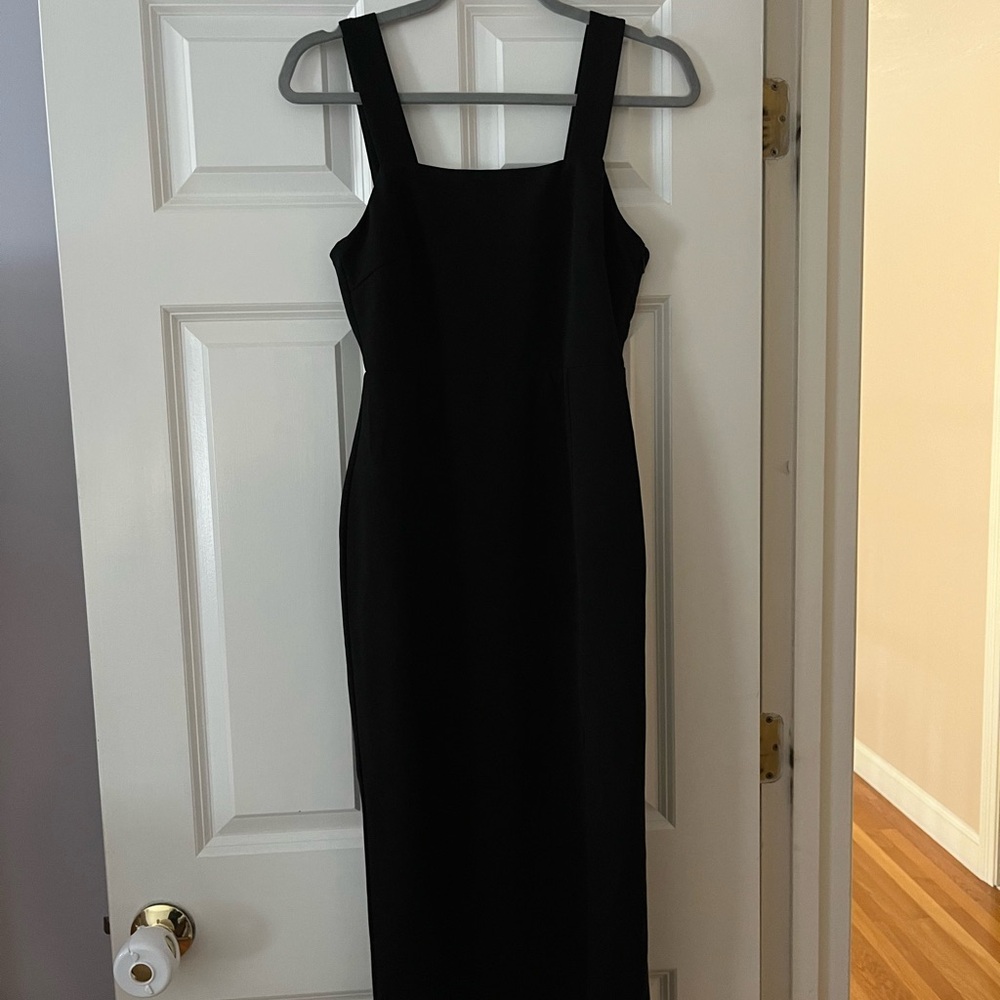 Petal & Pup Black Sheath Midi Dress Square Neck
